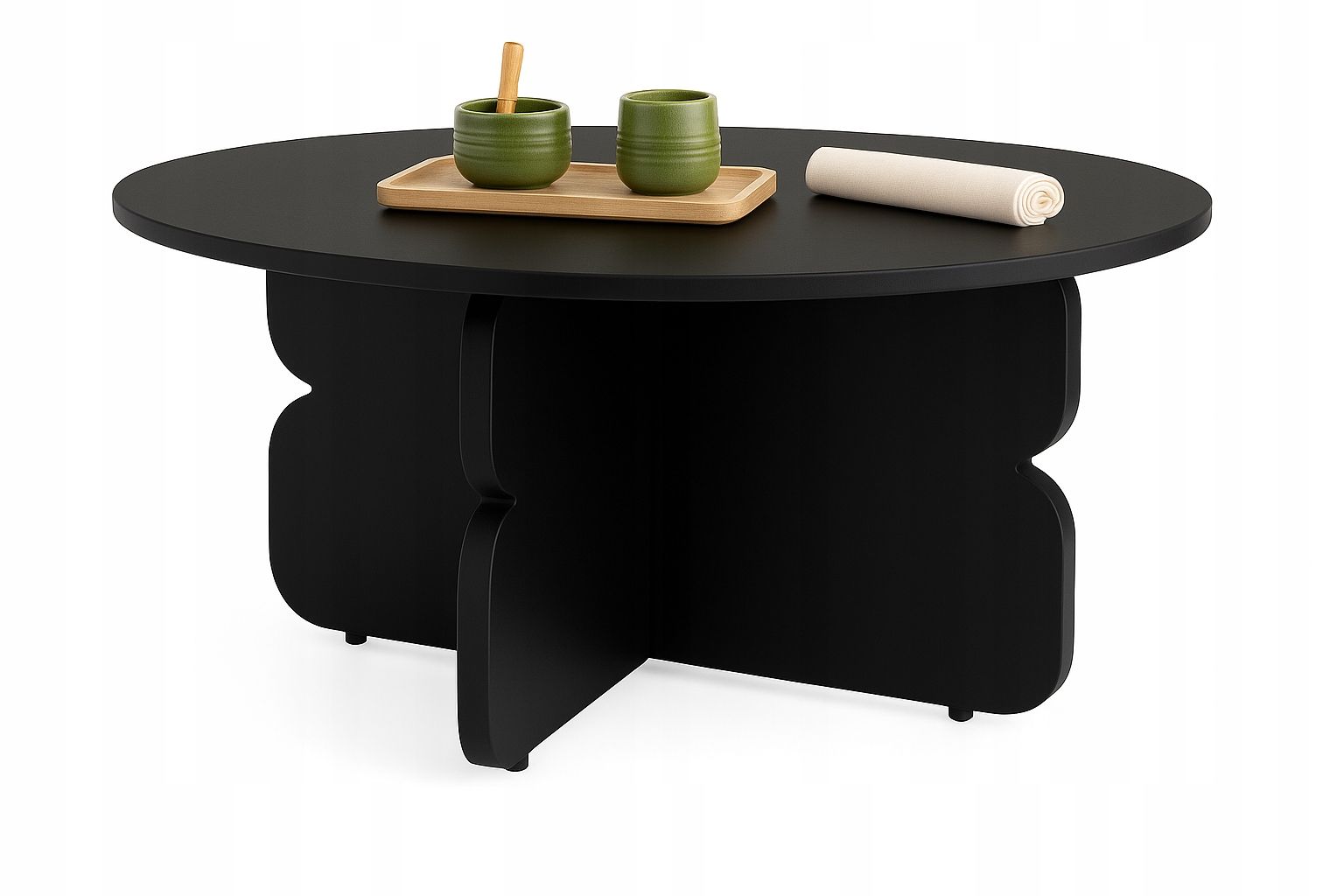  Bialy konferenční stolek - kolo, loft styl, 80 cm, moderní pro obývací pokoj