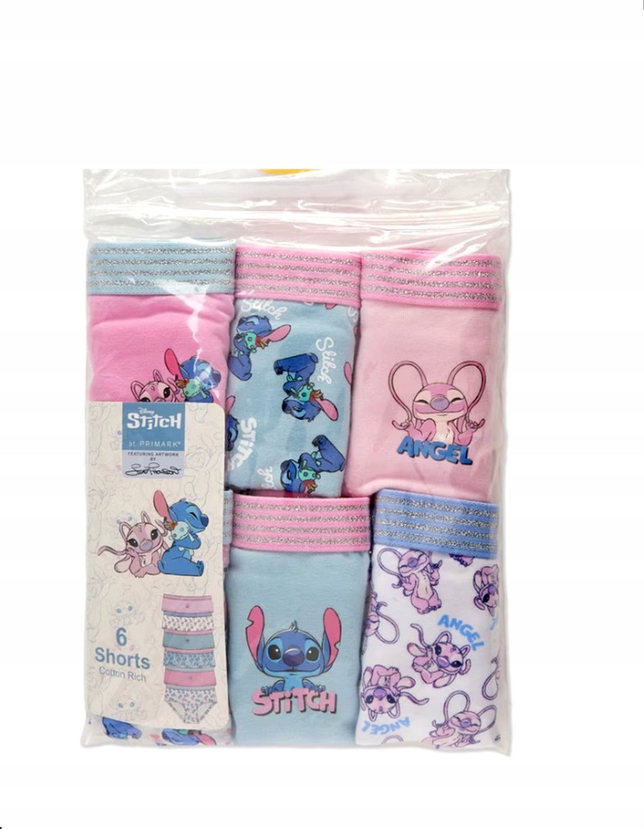  Disney stitch andzia angel panties shorts 104 primark 6 pak 3-4 year