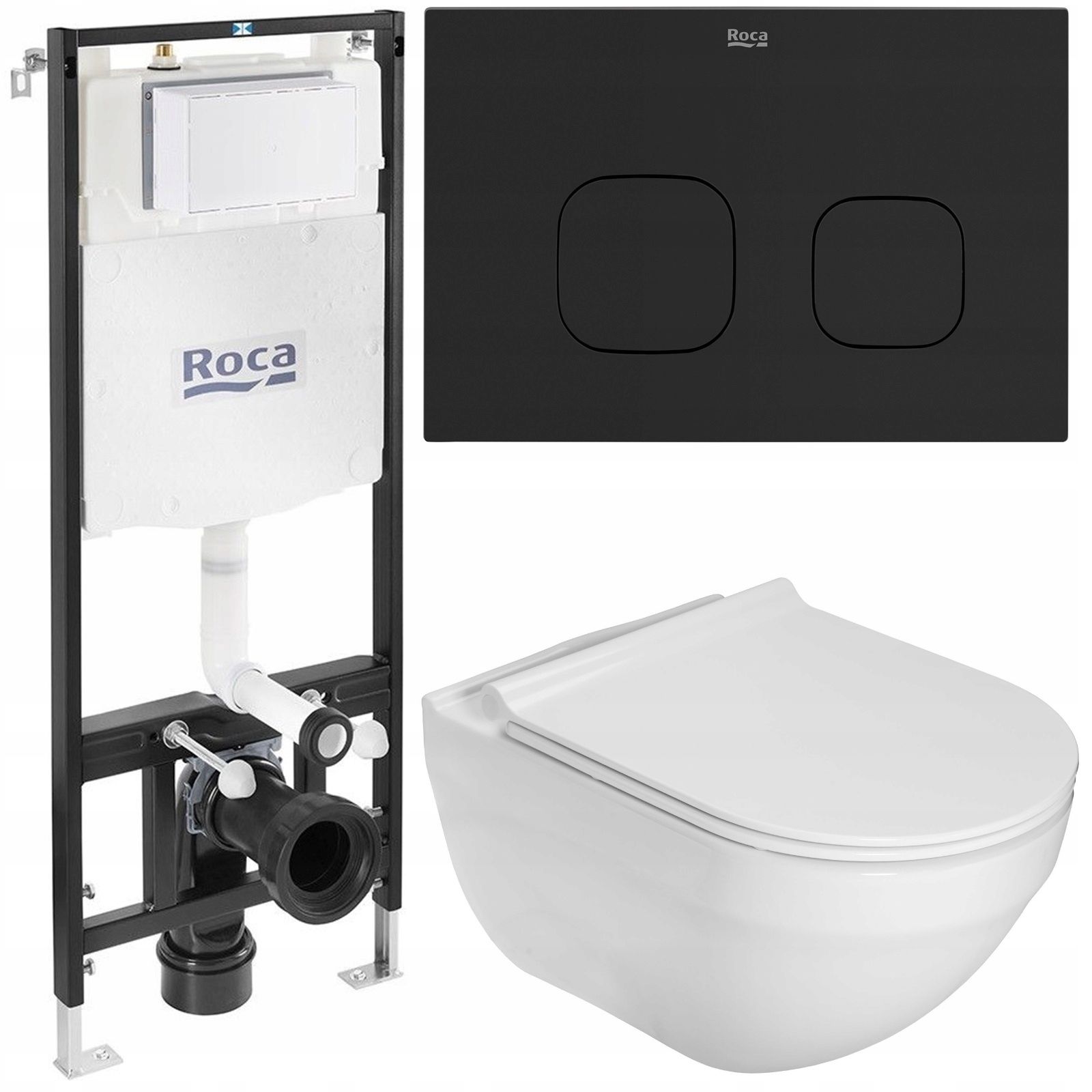  Roca concealed wc set slim bowl hebe rimless key black matte