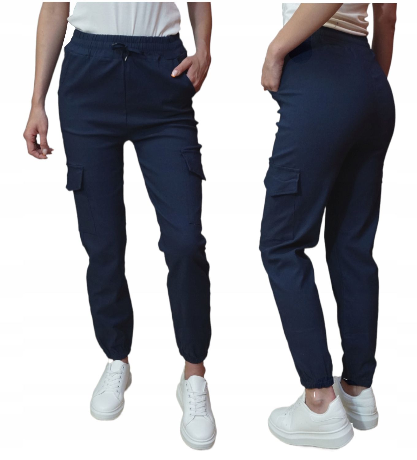  Hose schwarz damen militär mit einem gummiband hoch tailliert s/m