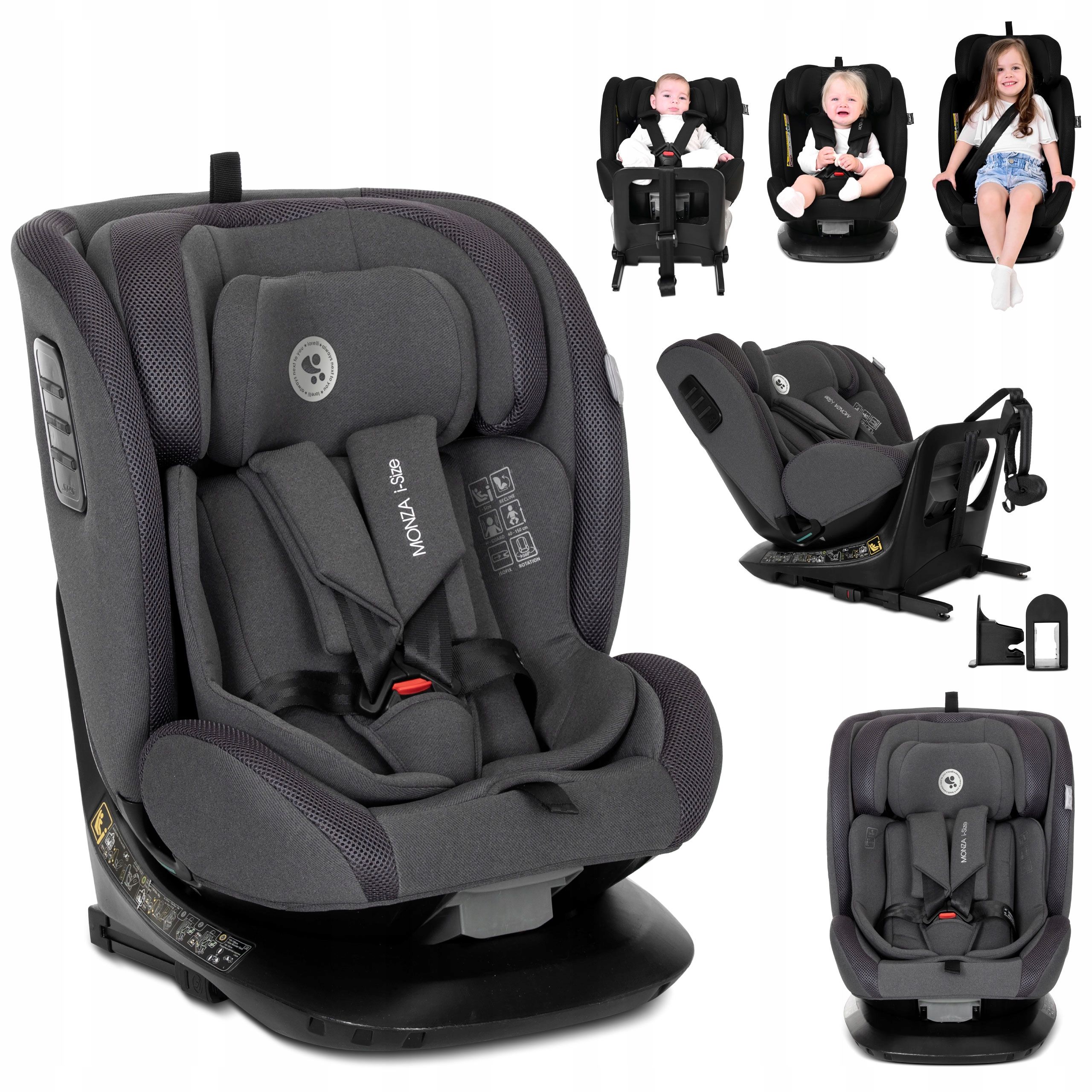  Auto sēdeklis isofix 40-150 cm grozāmais 360° lorelli monza