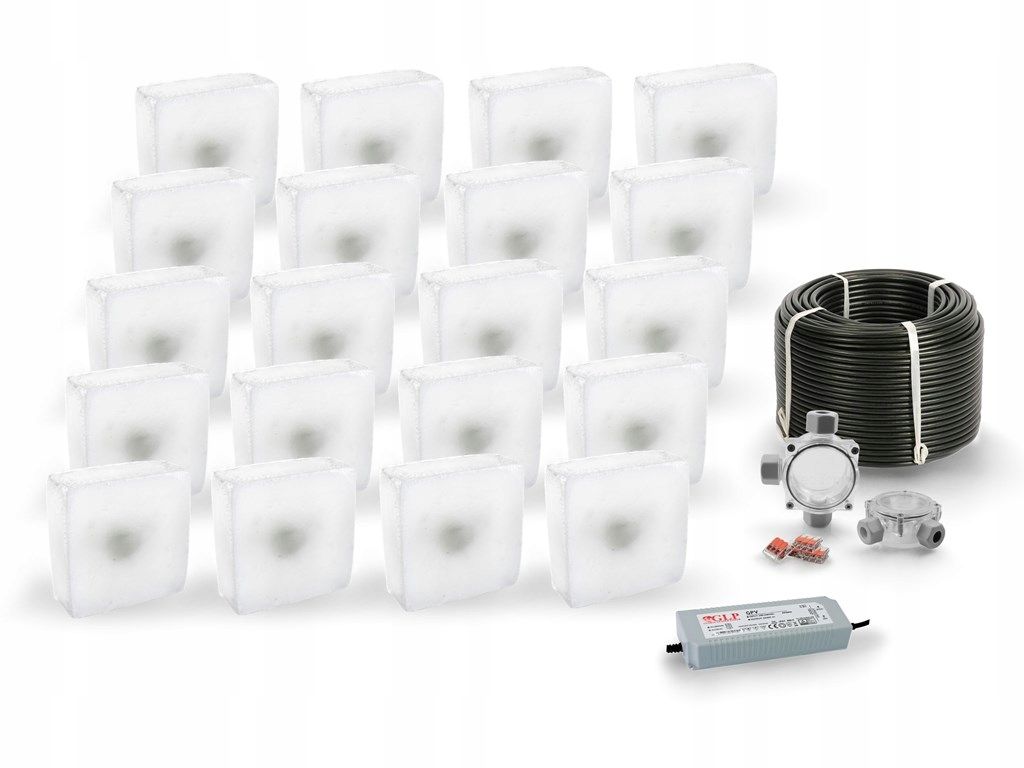  8x šviečiančios trinkelės led rocdeco 15x15 bd
