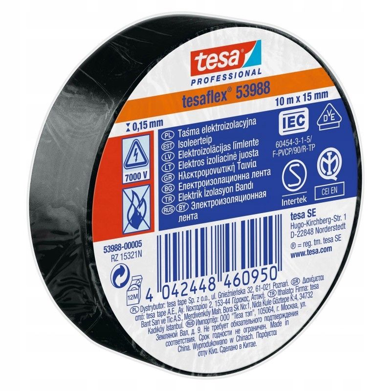  Elektriline isoleerlint 53988 19mm/20m tesa must värv