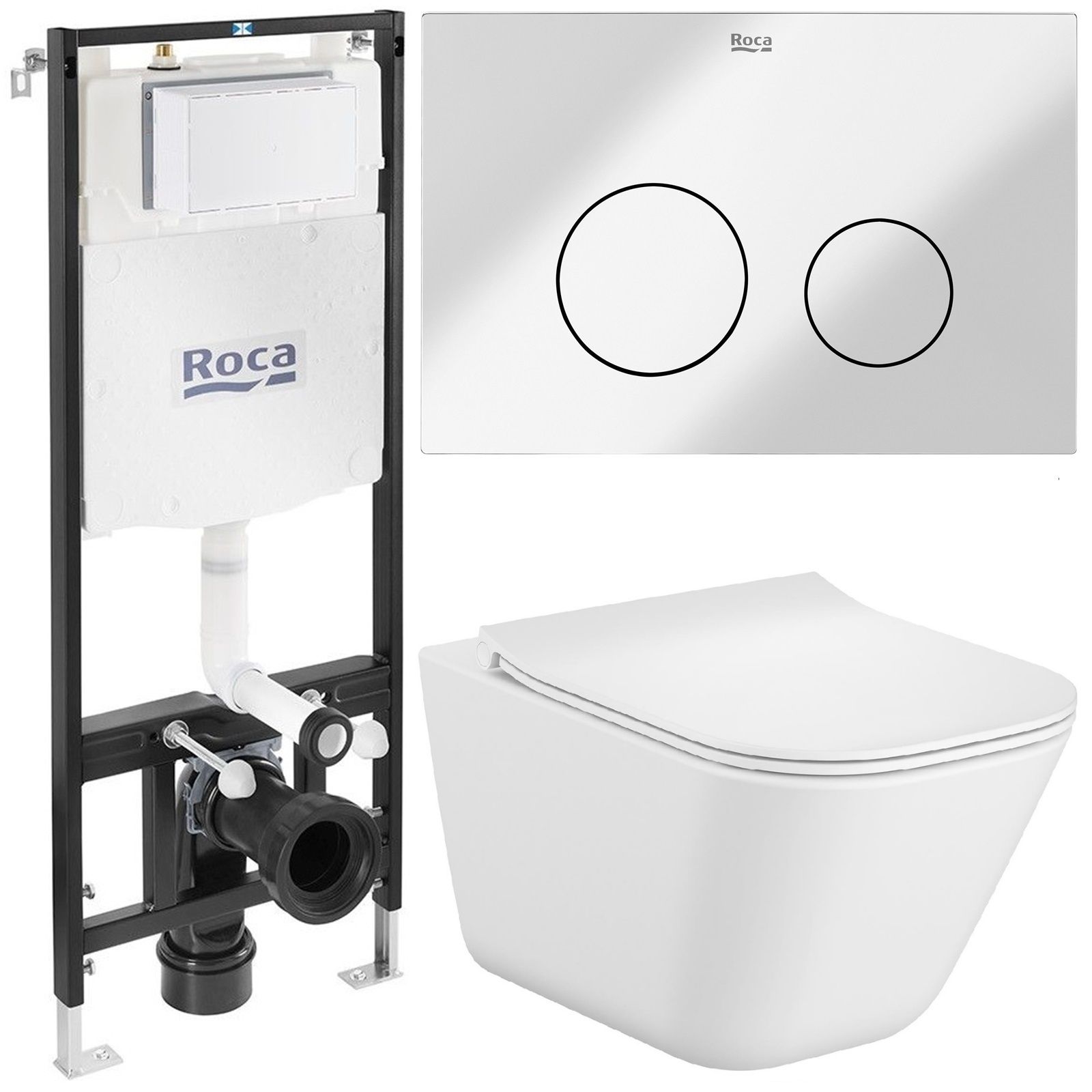  Roca concealed wc set slim bowl gap square rimless key black matte