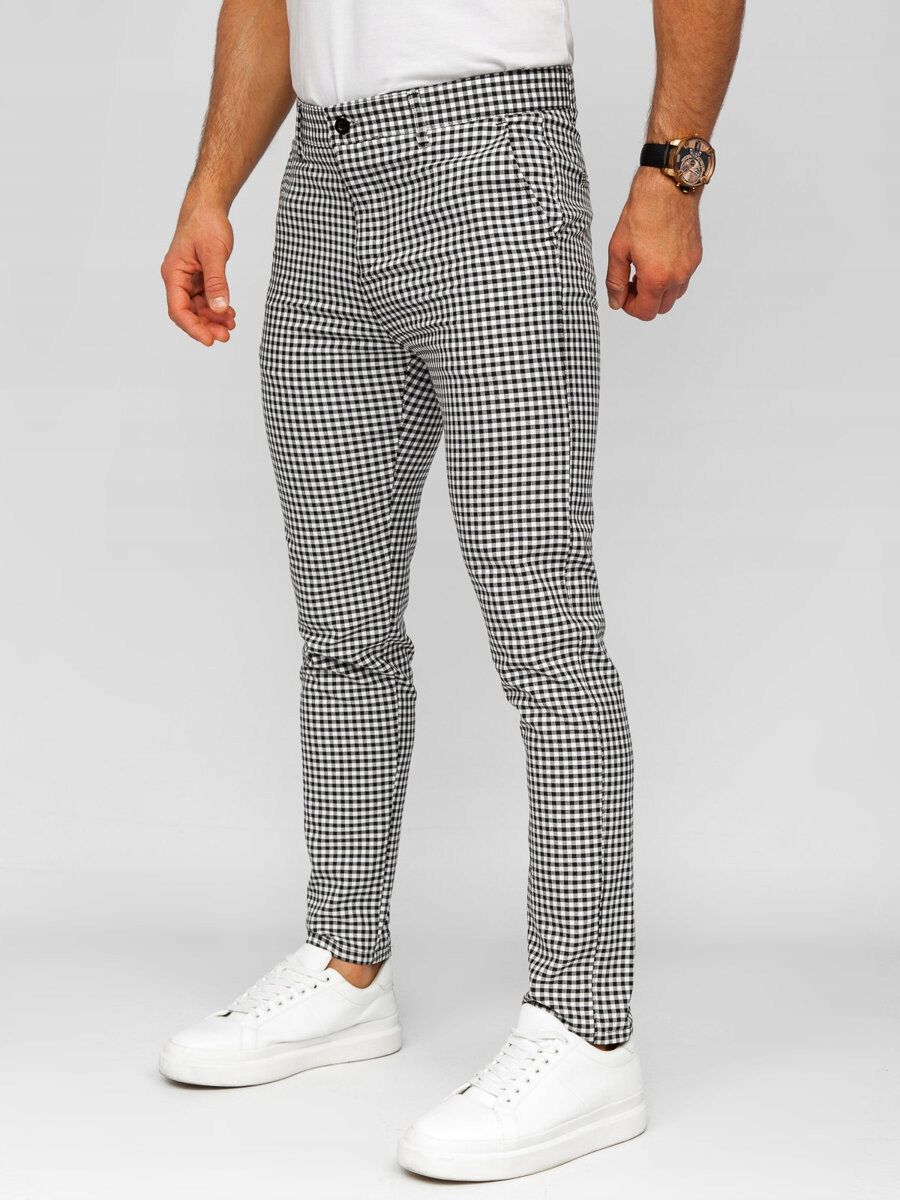  Kalhoty ve stylu chino tkanina kostkovaný meskie šedá 184171 denley_30/s