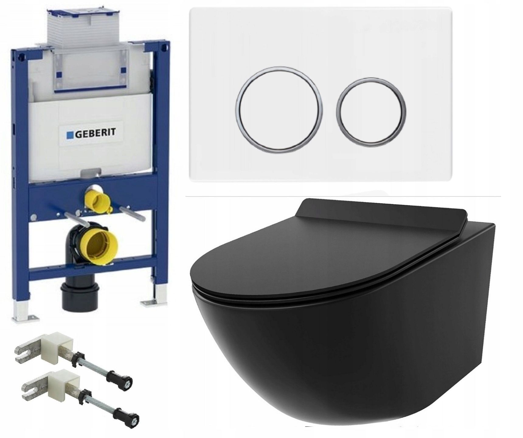  Wc rāmja komplekts geberit + atslēga + tualetes pods melns matēts + dēlis w/o+fresh