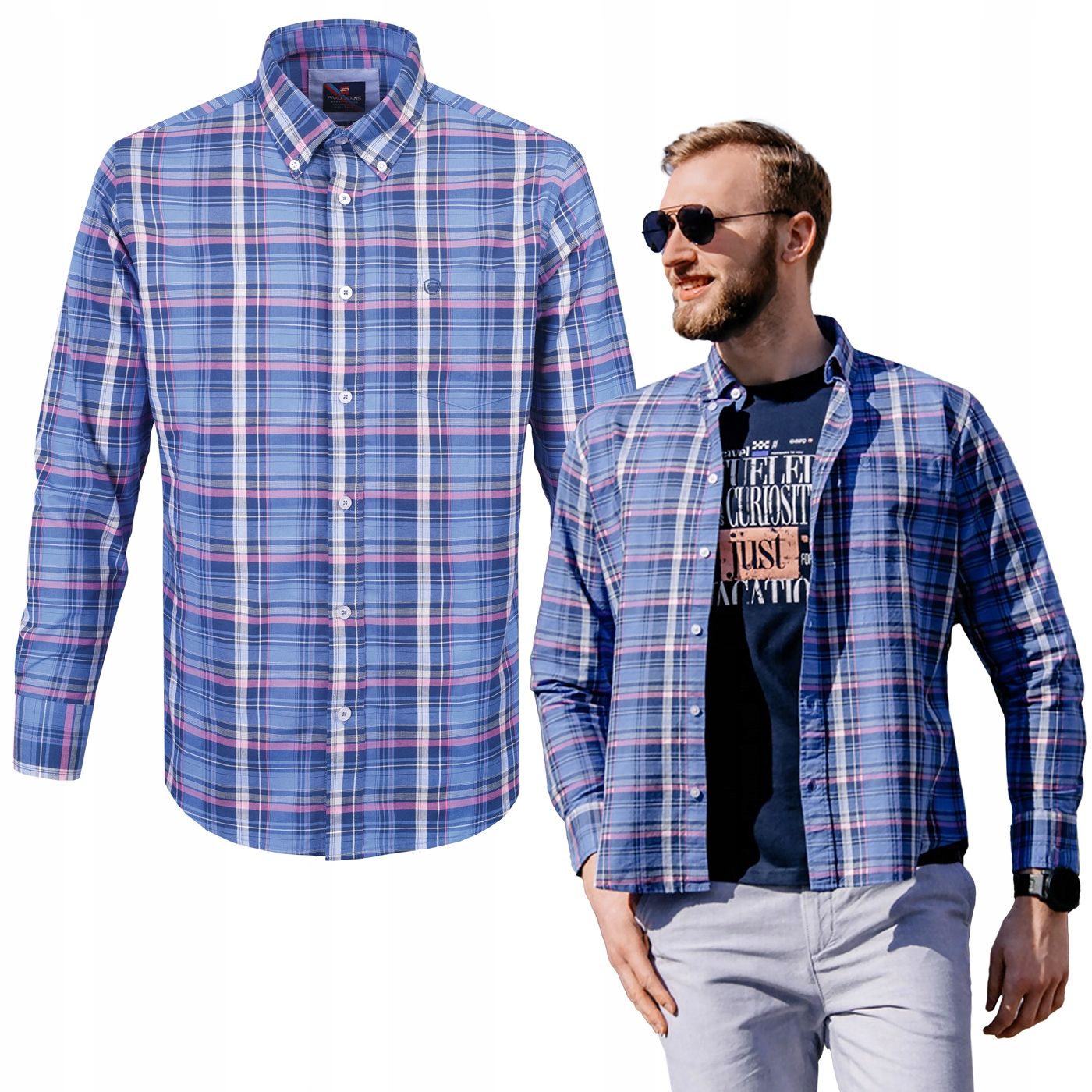  Meeste särk ruuduline pikkade varrukatega puuvill slim fit pako jeans