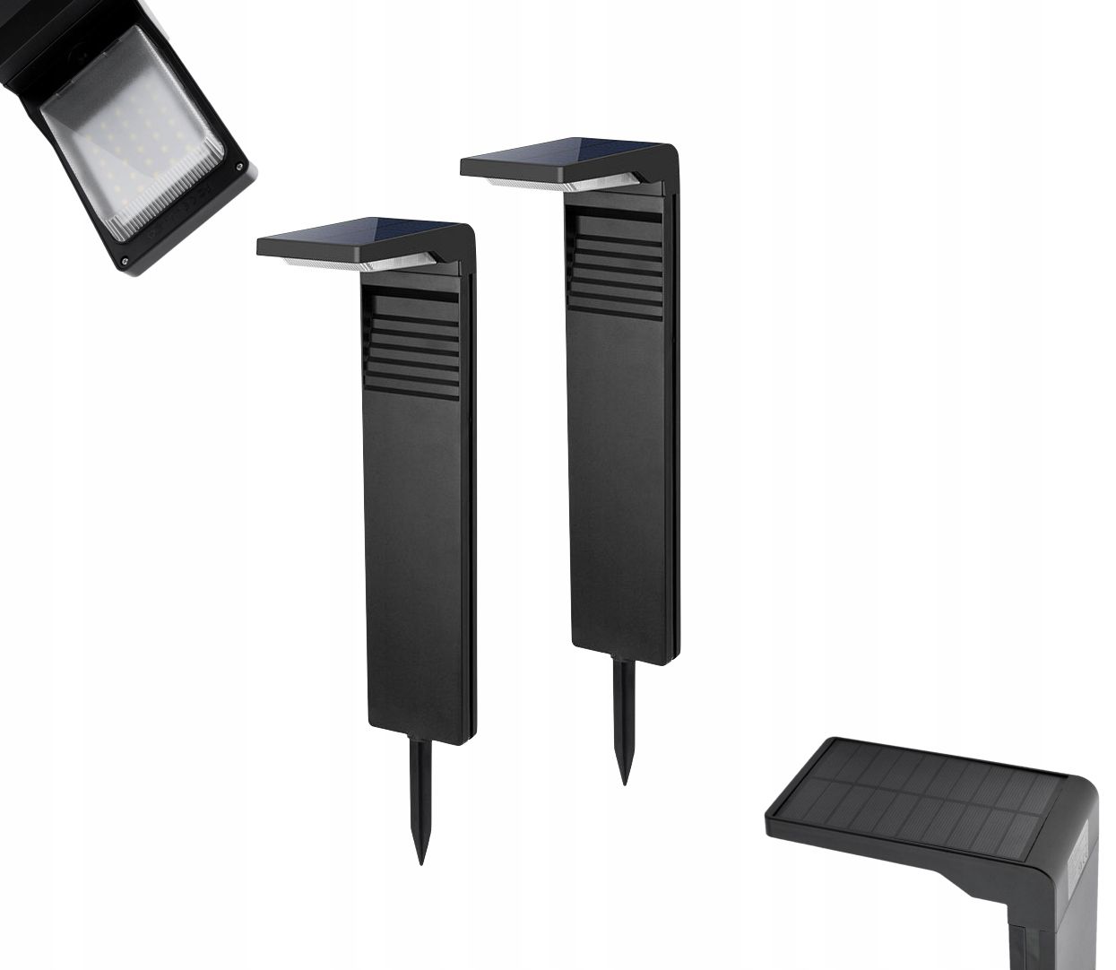  Soubor 4x solárium zahradní sloup stojací lampa led 57cm soumrakový senzor