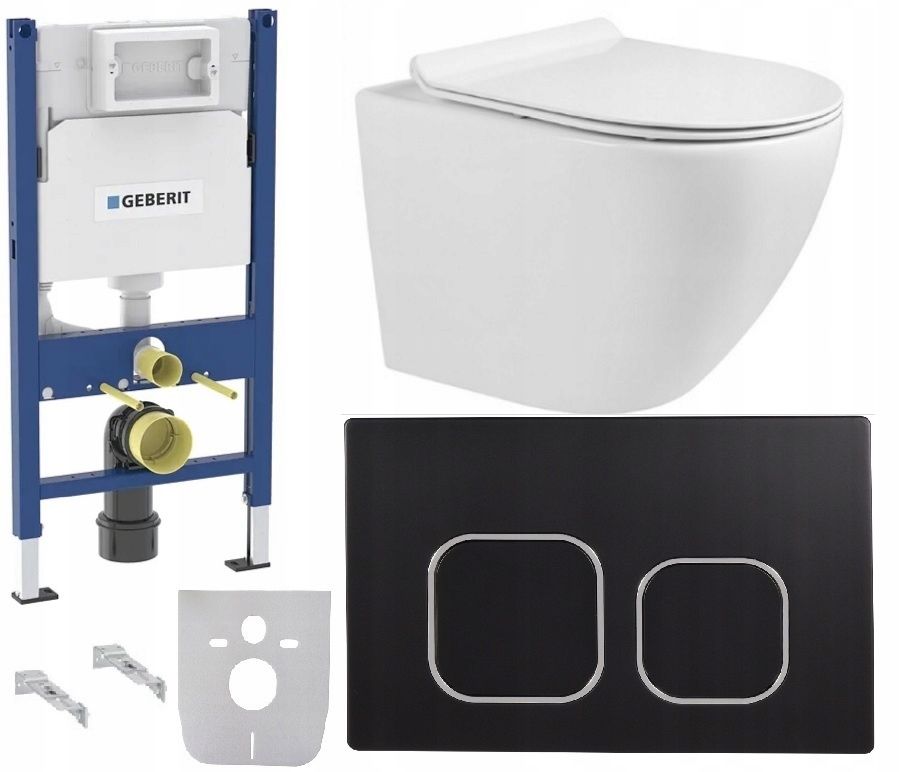  Wc rāmja komplekts geberit + atslēga + tualetes pods melns matēts + dēlis w/o+fresh