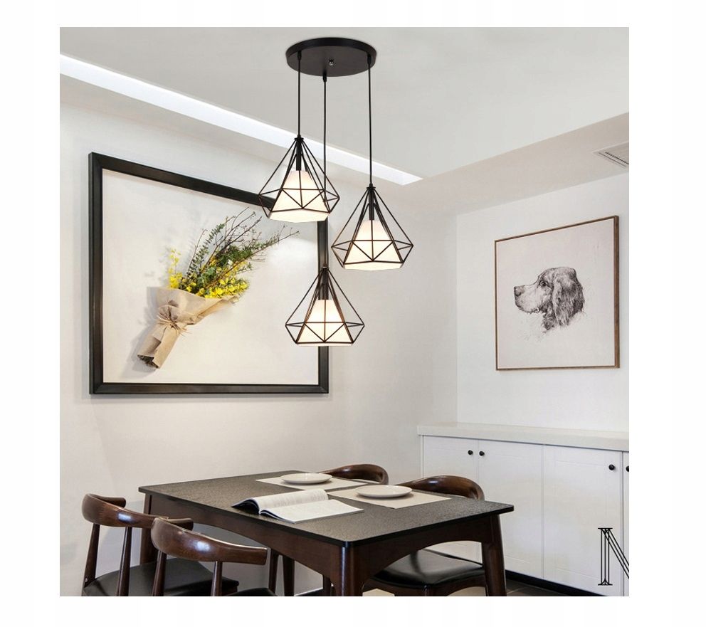  Loft stiilis lamp diament x3 ümmargune kinnitust kaheinimesetuba