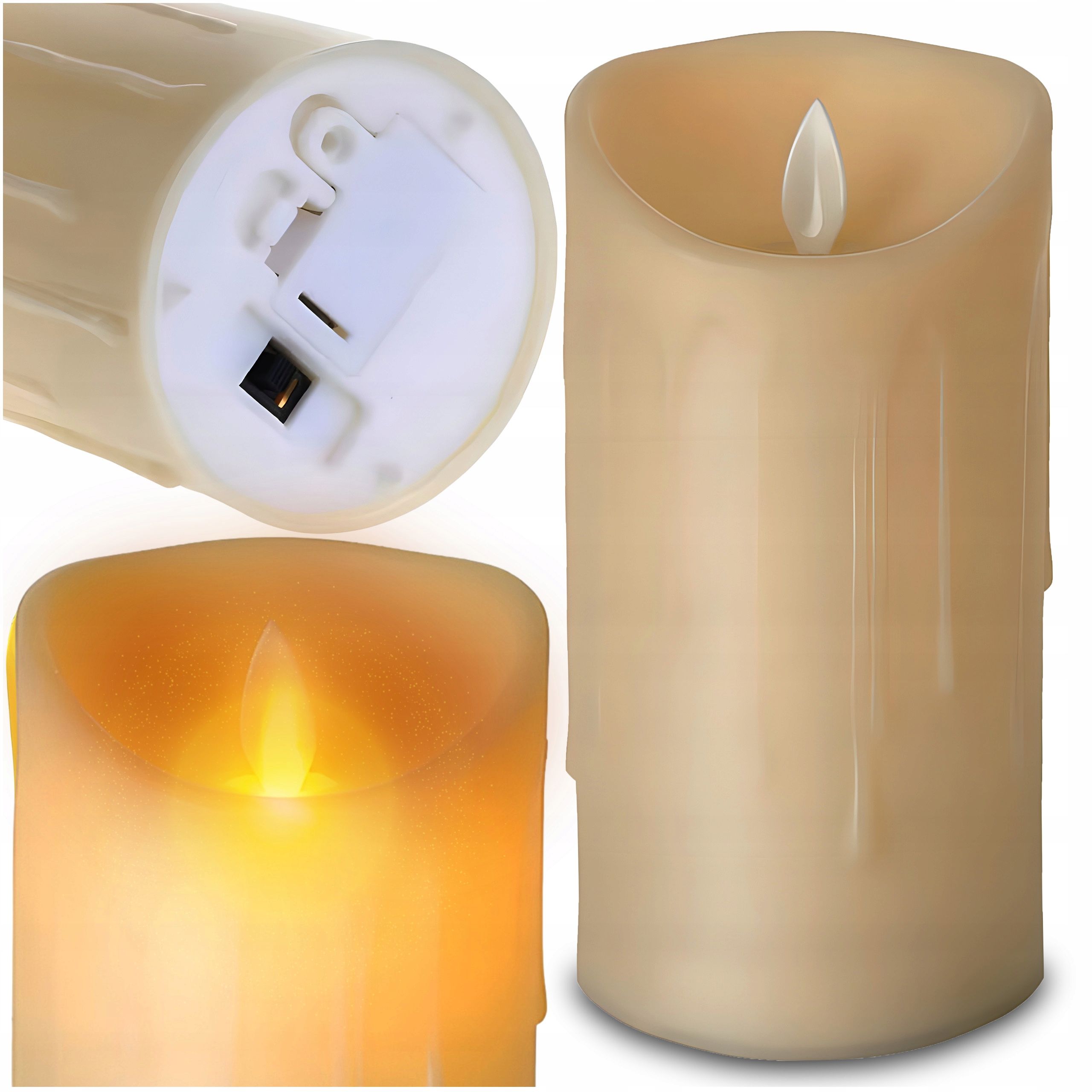  12x suppositories electric contribution for grave candles candle with batteries with glitter 18cm