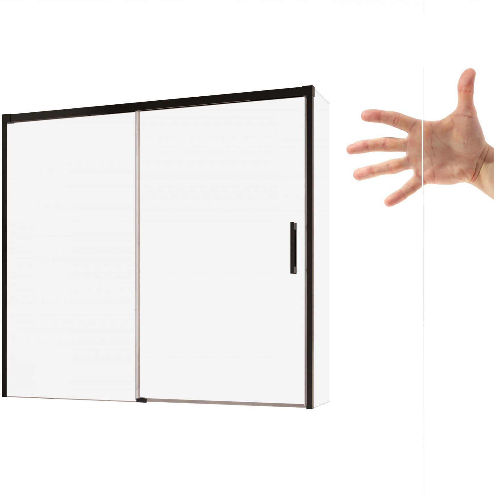  Badezimmerwand glas schwarz 140x80 l graphitfarbe + reinigungsschaum dämmerung