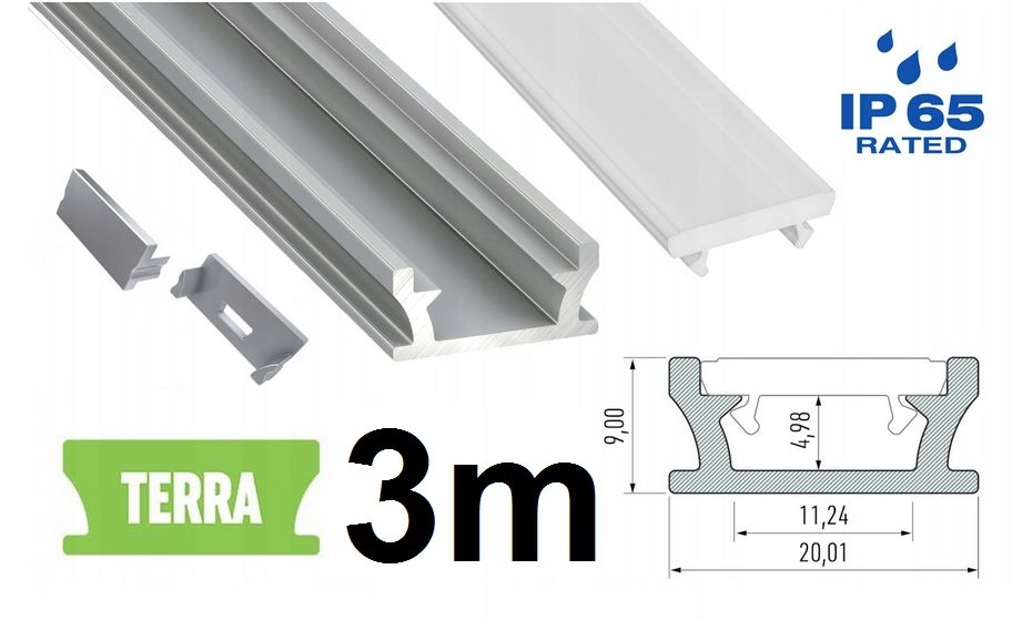  Juostos profilis led hermetinis ip65 su gaubtu 2m