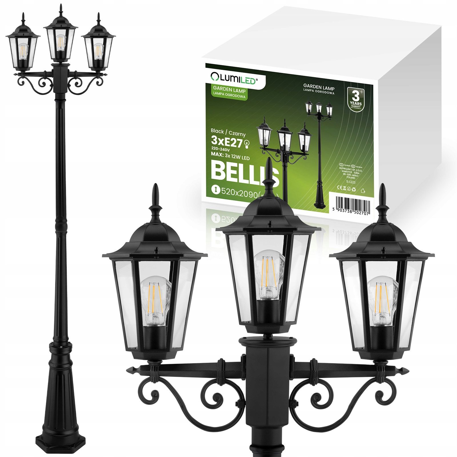  Led-lampe garten äußerlich im bau 80 cm 10w 700lm spalte 4000k schwarz