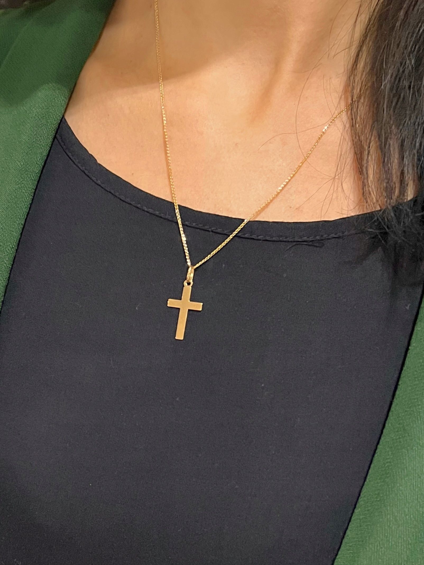  Úžasné zlatý náhrdelník 45cm prívesok kríž, kríž pr.585 za darček