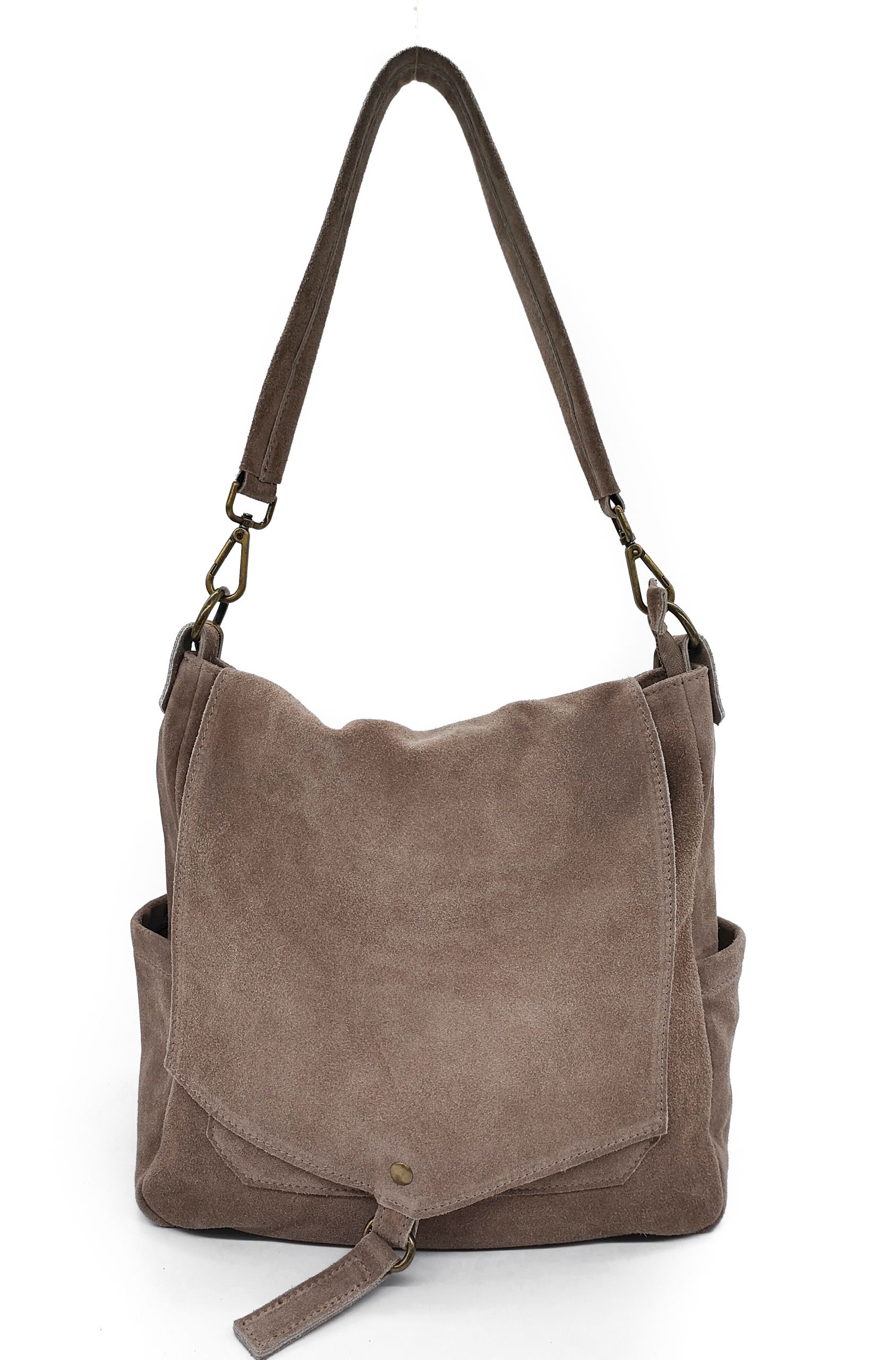  Suede bag-type handbag leather beige taupe