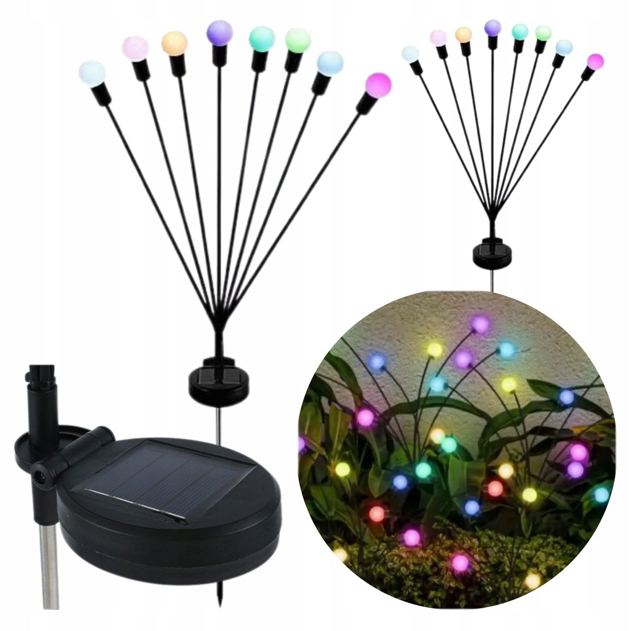  Solar rechargeable lamp garden balls 8 led 2 pcs. sensor impaled light bulbs 73 cm