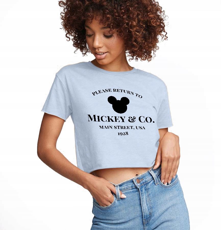  T-shirt kurz crop weiß mermaid muster - s