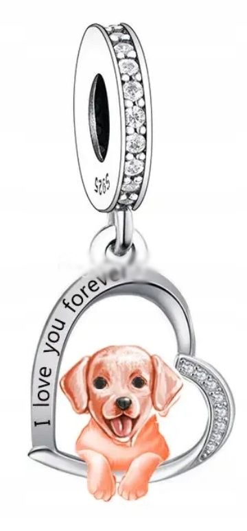  Md charms anhänger hündchen herz grau hund chihuahua steine | s925
