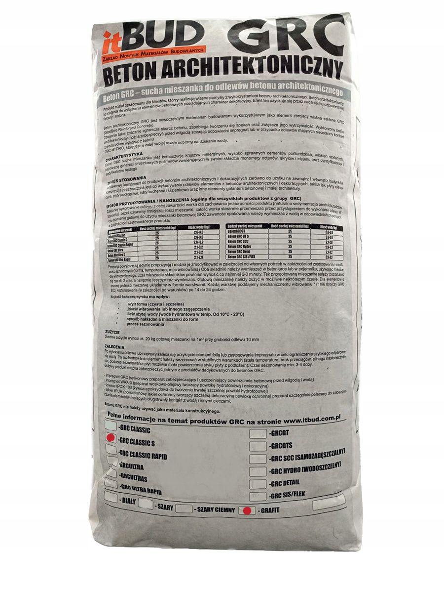  Arhitektuurne betoon - itbud grc classic s tumehall 25 kg, võrdne