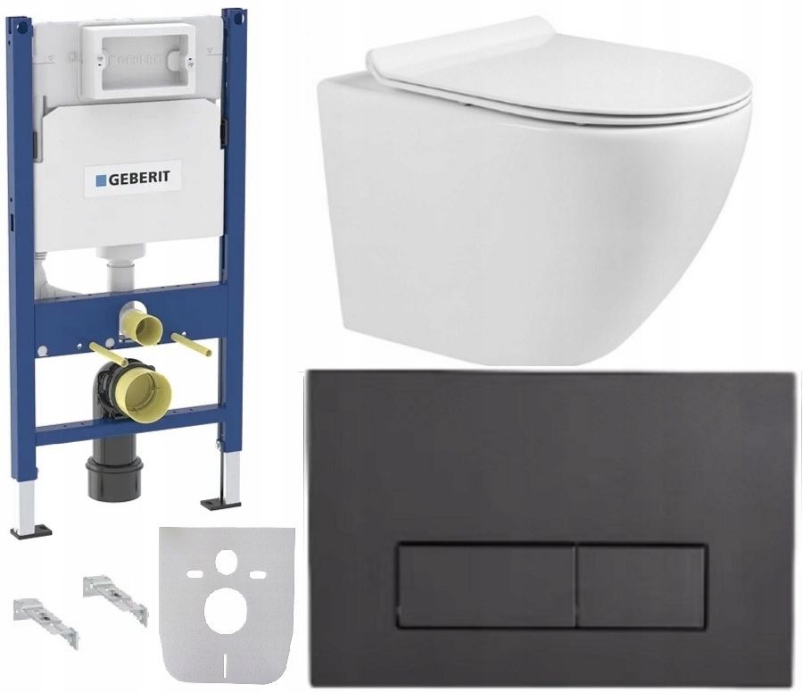  Wc rāmja komplekts geberit + atslēga + tualetes pods melns matēts + dēlis w/o+fresh