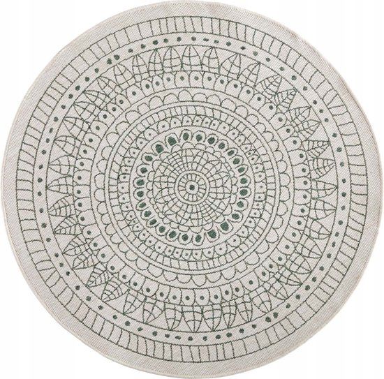  Round carpet for the living room 140cm , soft italian ,green creamy pattern mandala