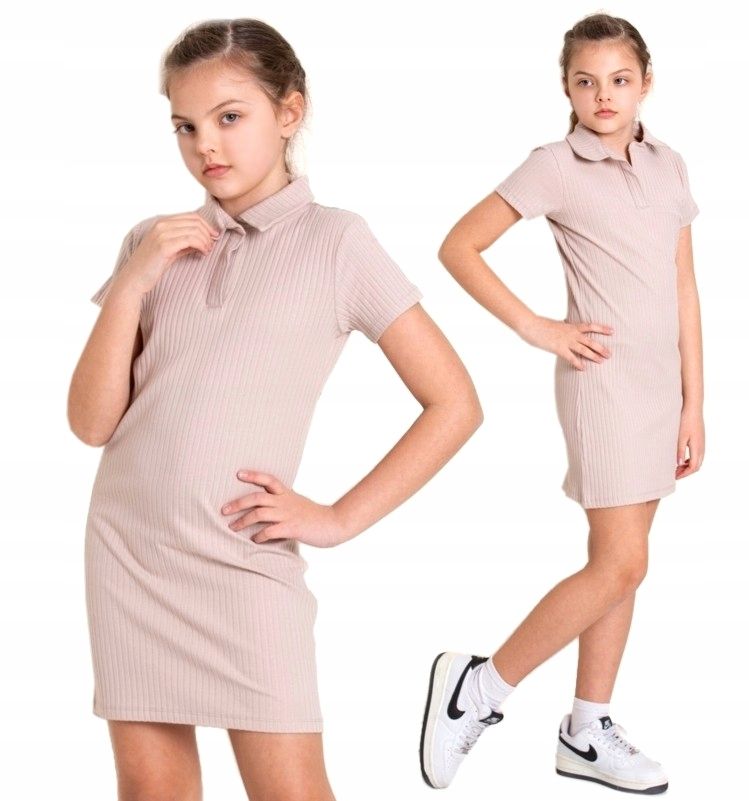  Kleid strickwaren gestreift kragen weiß 146 ns032