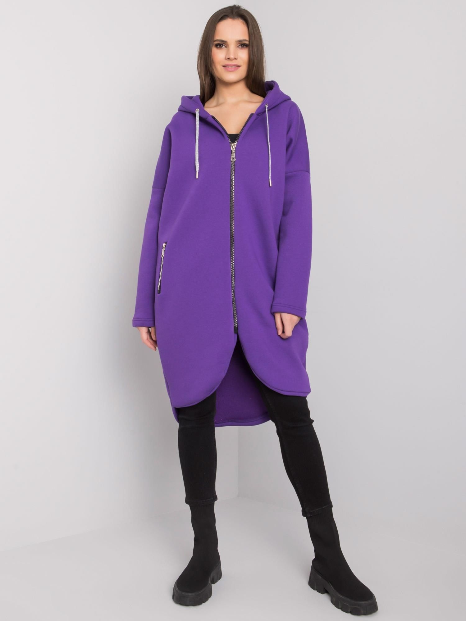  Long warm sweater cotton unbuttoned parka with hood f858 light pink l/xl