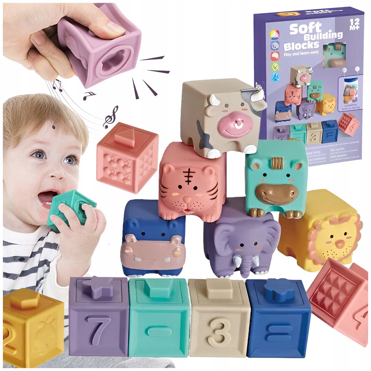  Soft sensory blocks for children colors figures bathrooms set 12 pcs.