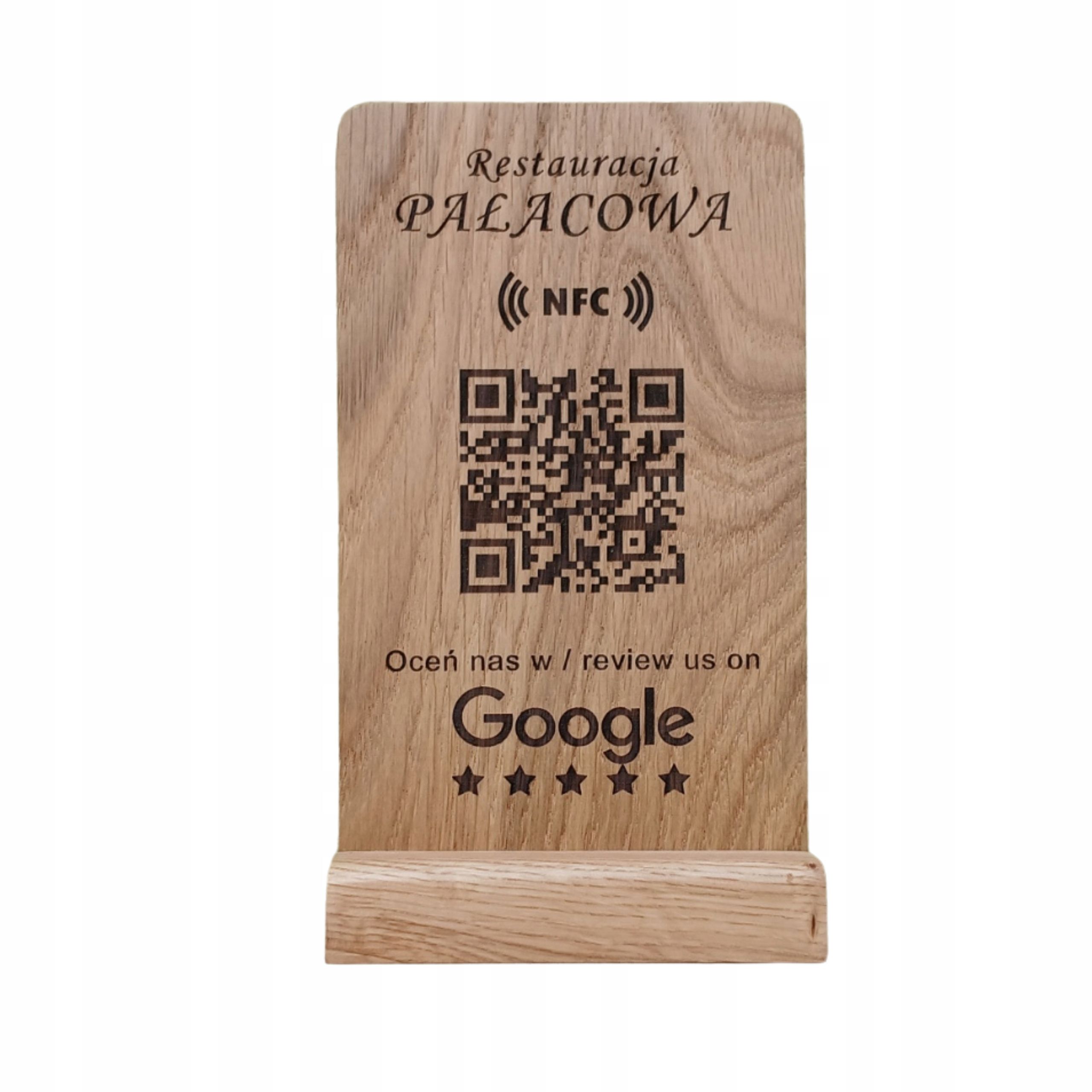  Dřevěný stojan nfc pro volby opinii, ocen nás w google pixel, qr, instagram
