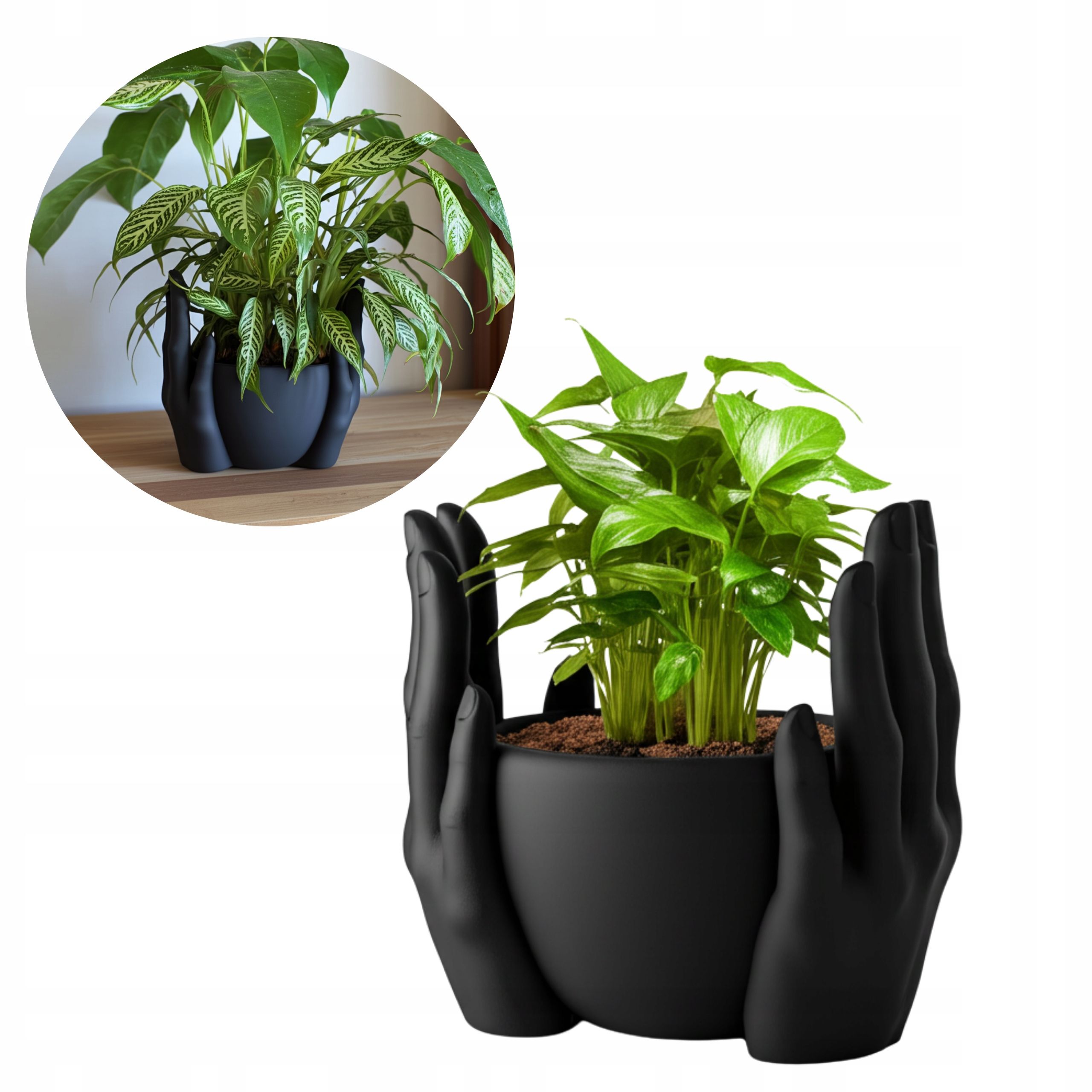  Flowerpot flowerpot soup kitchen for flowers little man creature for the desk white protection