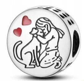  Md charms anhänger hündchen herz grau hund chihuahua steine | s925