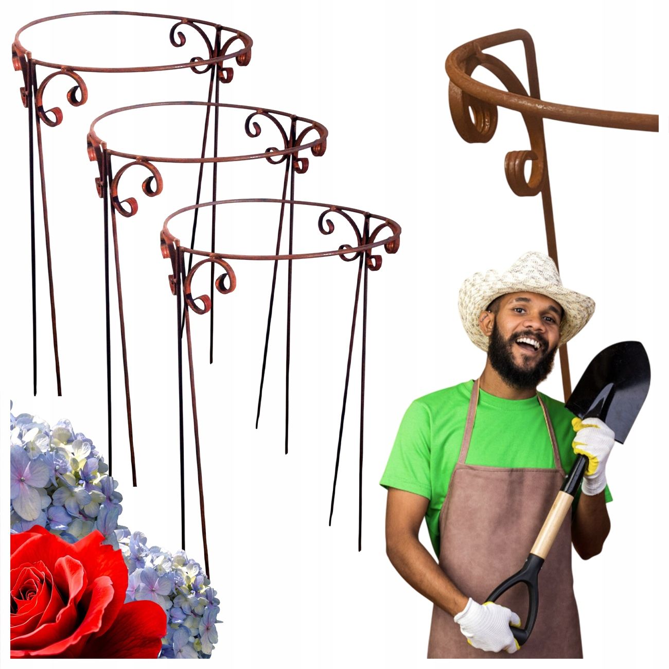  Support for bushes plants flower roses pergola 30/50cm single-seater semicircular