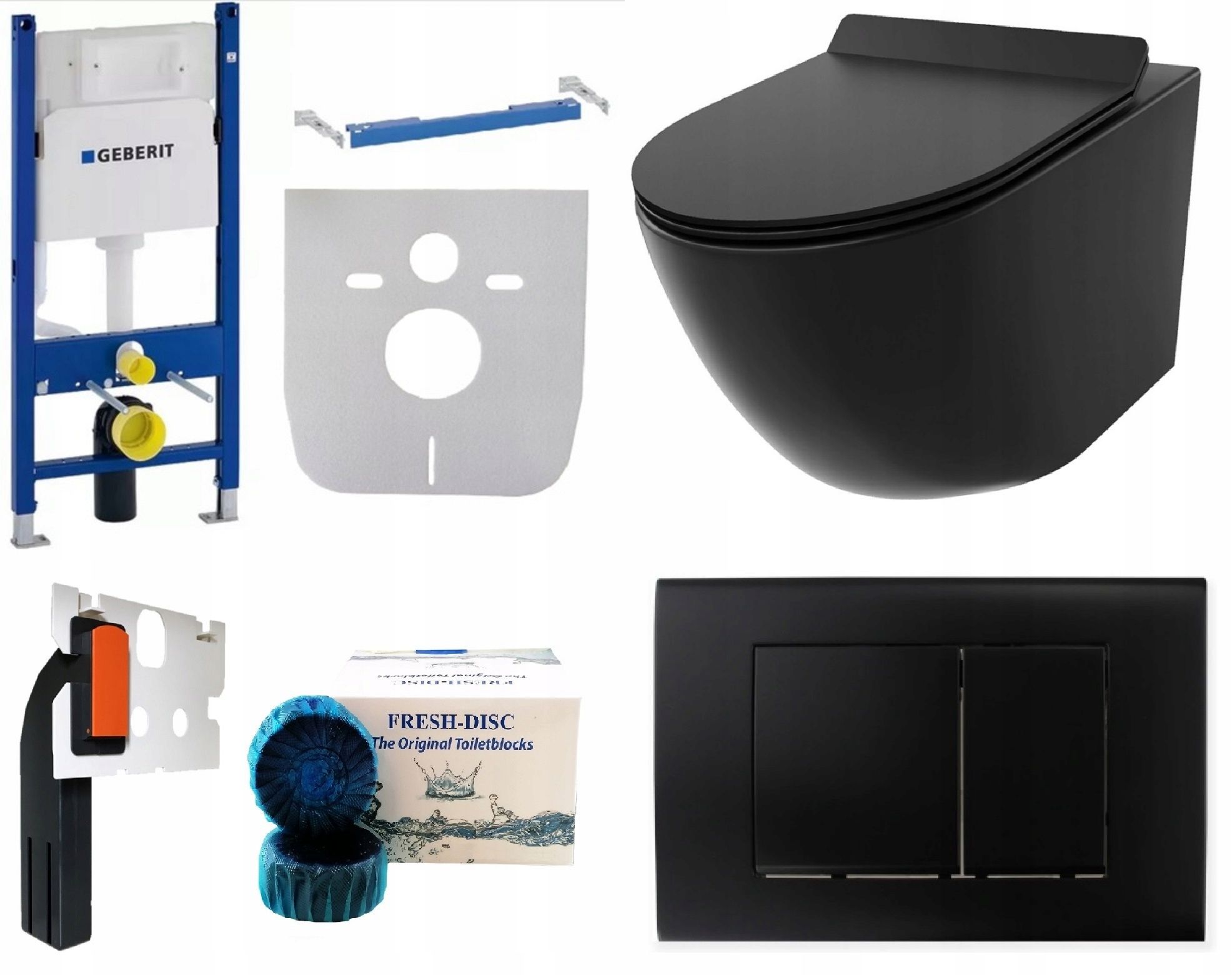  Wc rāmja komplekts geberit + atslēga + tualetes pods melns matēts + dēlis w/o+fresh