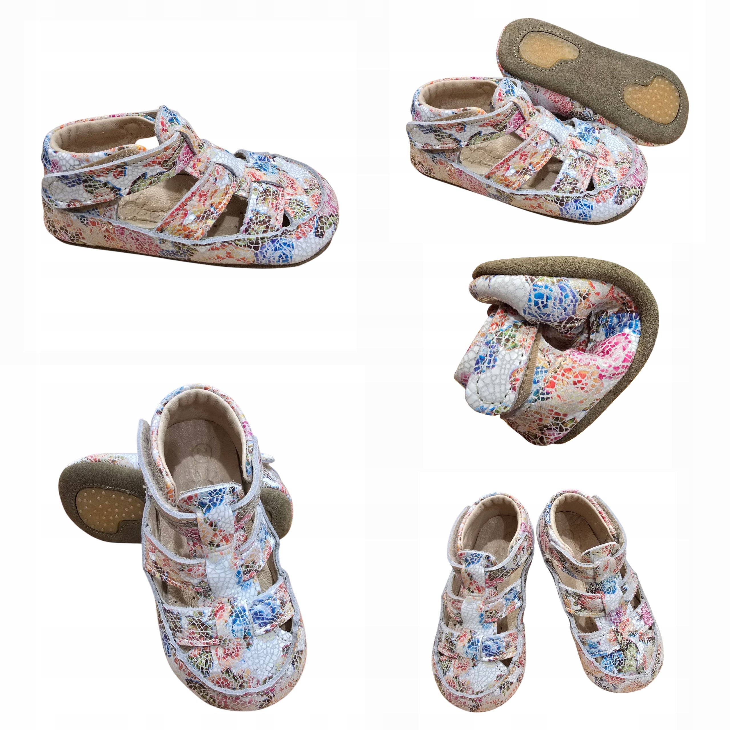  Obex flower bačkory pro dívky barefoot sandály kůže se zapínáním na suchý zip květiny 21