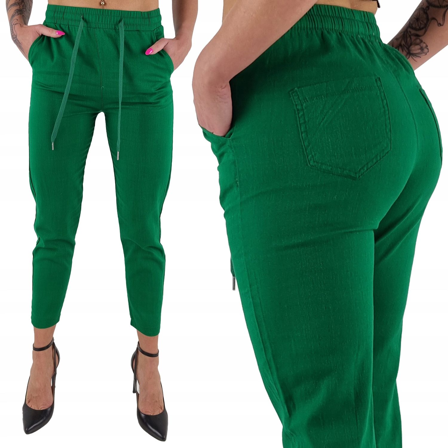  Diva elegantné nohavice damskie rúrky 7/8 szary veľkosť xl