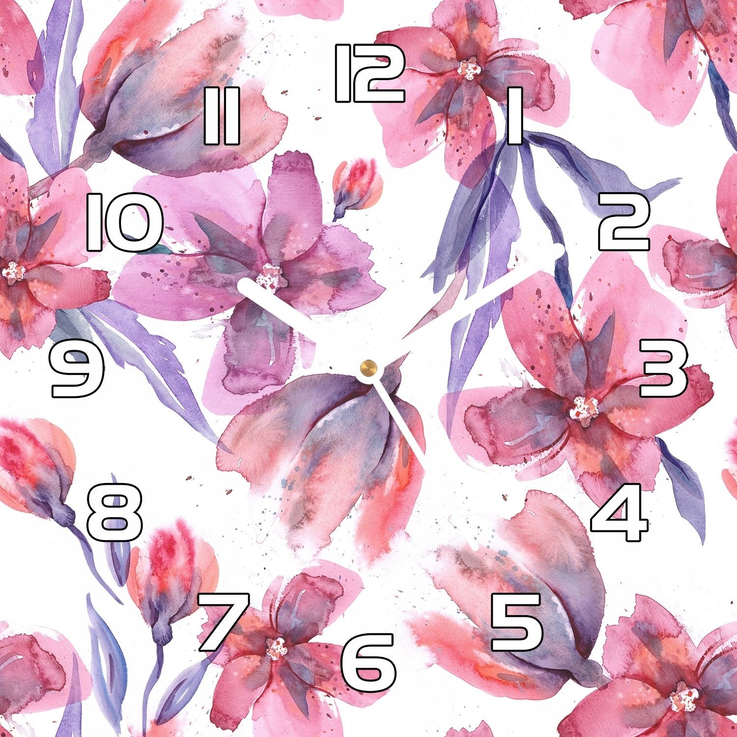  Mūsdienīgs piekārts pulkstenis rozā opuncijas 30x30 cm