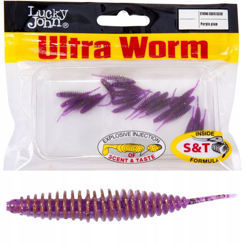  Guma kirminas lucky john ultraworm 2.0'' 5cm s13 purple plum 9x ant czeburaszke