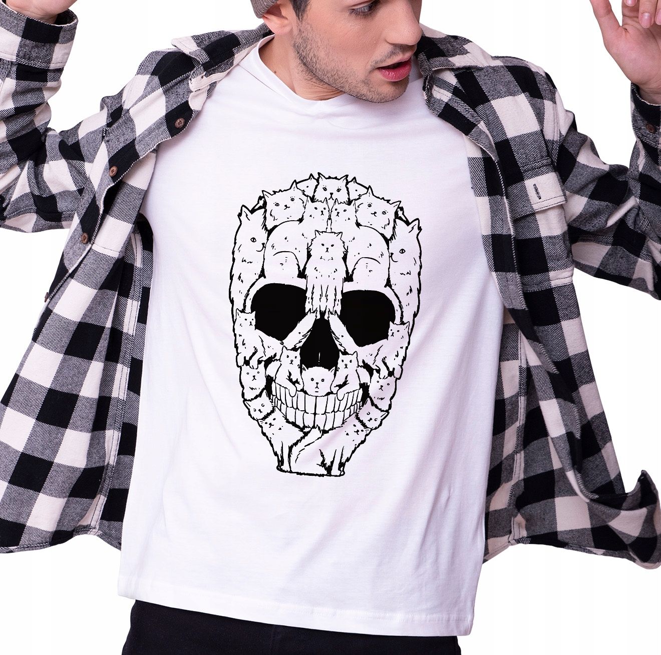  T-shirt mit katze sie potknal muster geschenk l