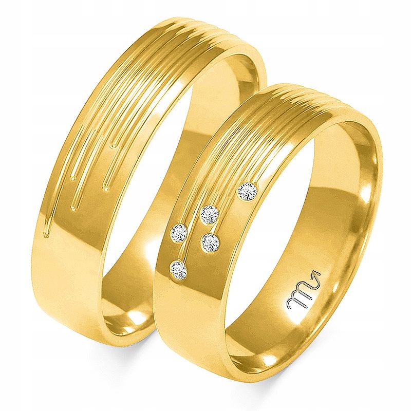  Eheringe golden 8k 5 mm zirkone id a-143