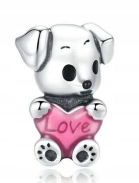  Md charms anhänger hündchen herz grau hund chihuahua steine | s925