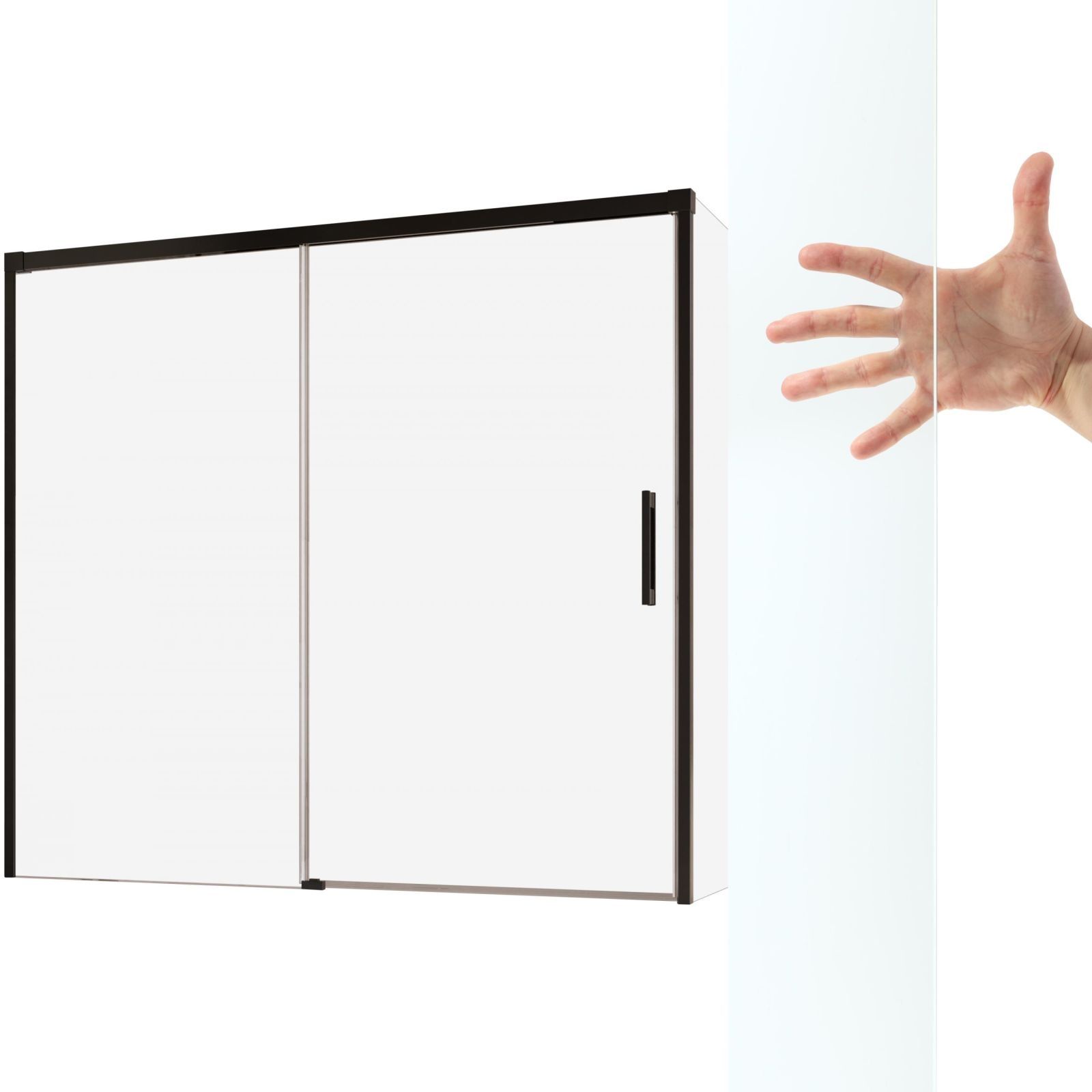  Badezimmerwand glas schwarz 140x80 l graphitfarbe + reinigungsschaum dämmerung