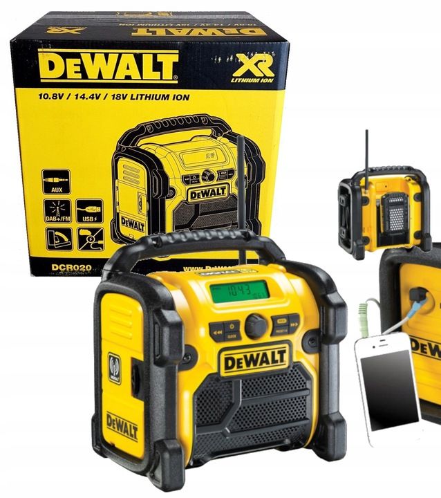  Construction radio receiver dewalt battery-powered dab+ fm 18v without battery dewalt