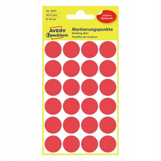  Etiķetes avery 3005riteņi punkti 18mm zils