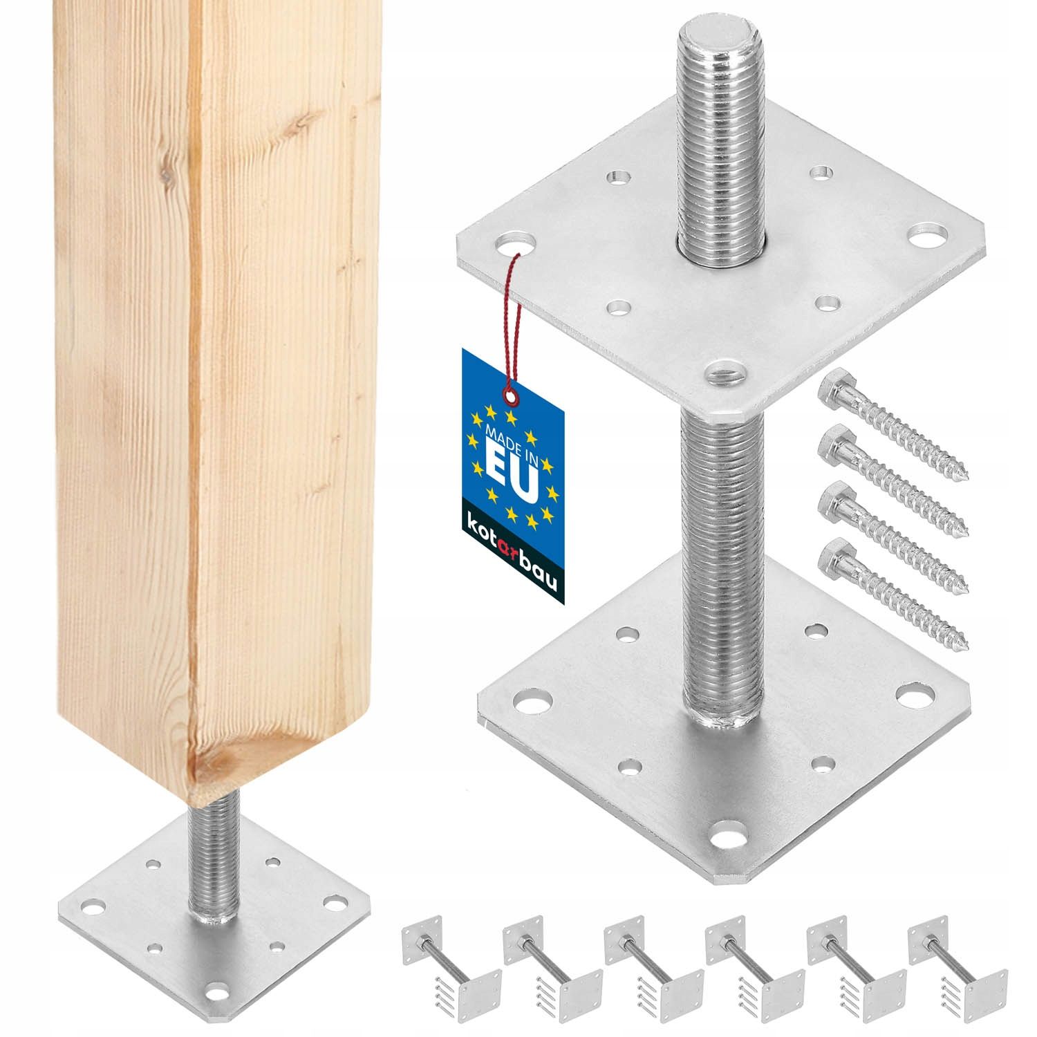  Komplektas 6x stulpelio pagrindas aukščio reguliavimu pret siūlas m24 80x80x250 mm