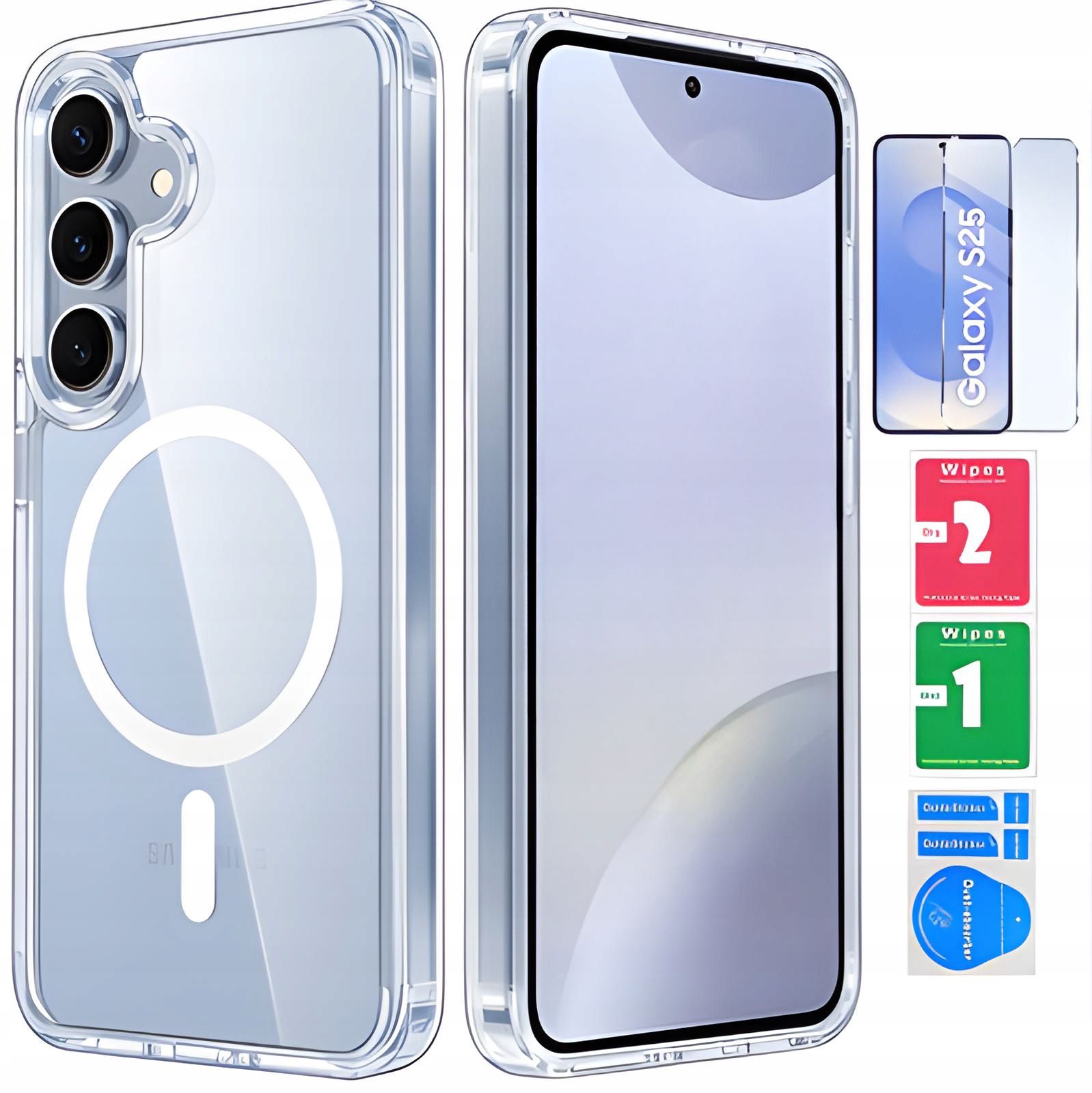  Protective case magsafe back case + 2x glass premium - samsung galaxy s25