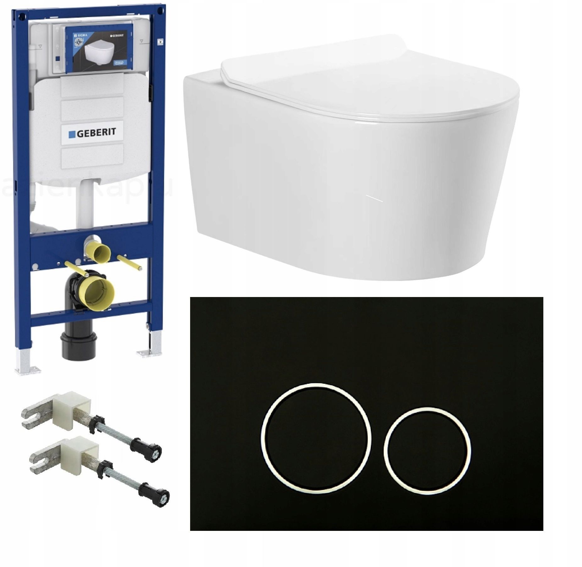  Wc rāmja komplekts geberit + atslēga + tualetes pods melns matēts + dēlis w/o+fresh