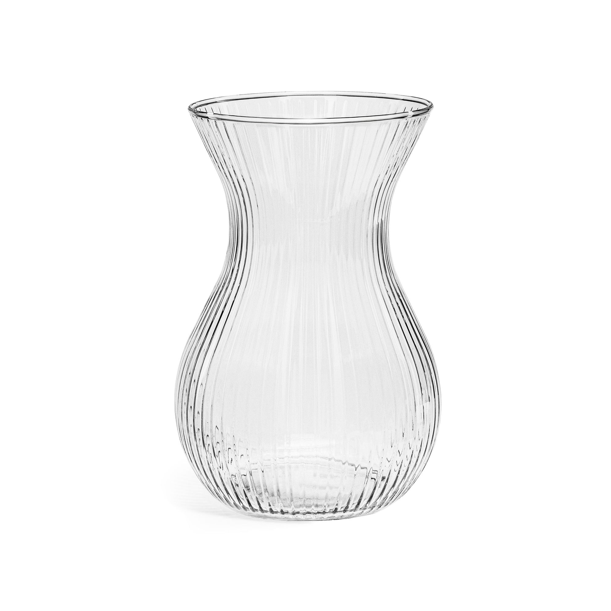  Stikla vāze par ziediem ar rievām 18cm klasisko poļu glāze glasset lyra