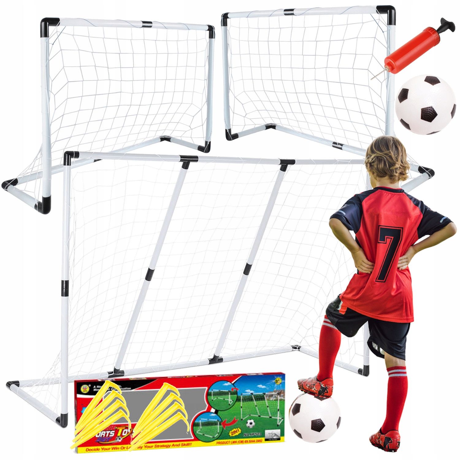  Futbolo vartai xxl komplektas futbolui 2 in 1 2 varteliai + kamolys pompa
