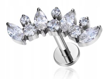  Titan náušnice labret pronikavý zirkony srdce srdce helix lobe 1,2/8
